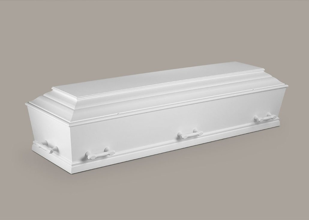 Hvid brændingskiste uden pynt